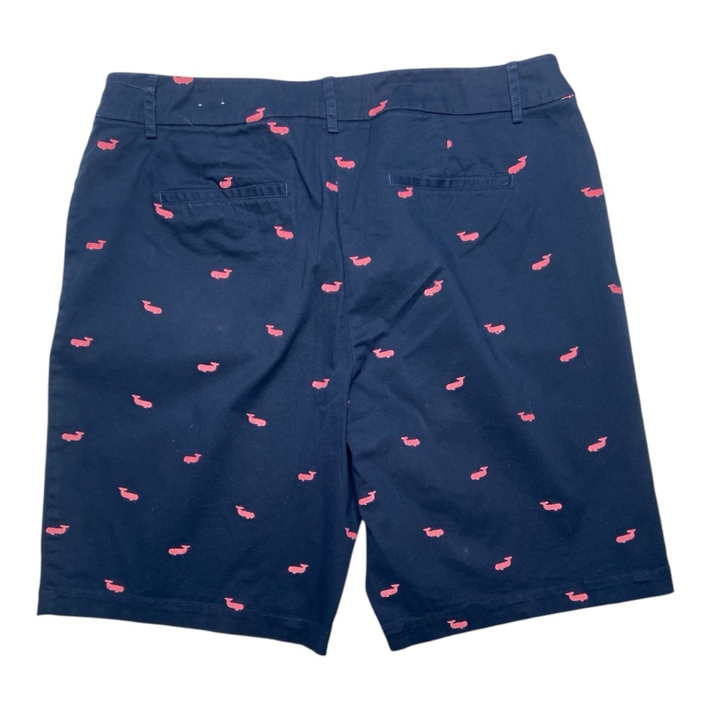 Charter Club Navy Chino Short With Pink Embroidered Whales Size 16 - Picture 2 of 5
